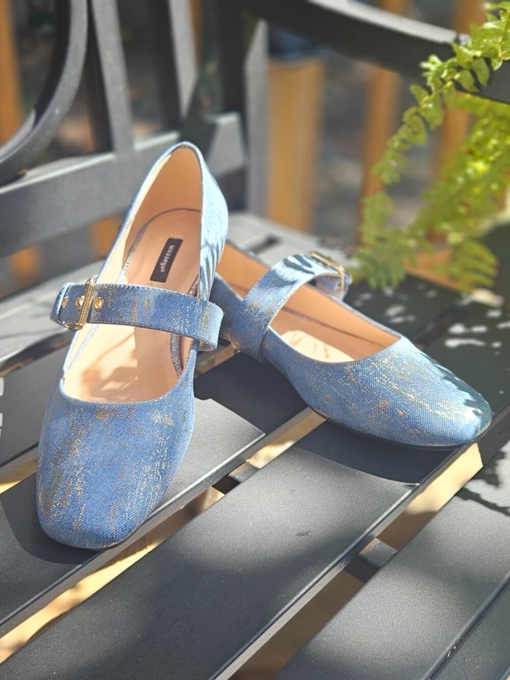 Denim Mary Janes with Gold brushed accent NWOT - Sx 9